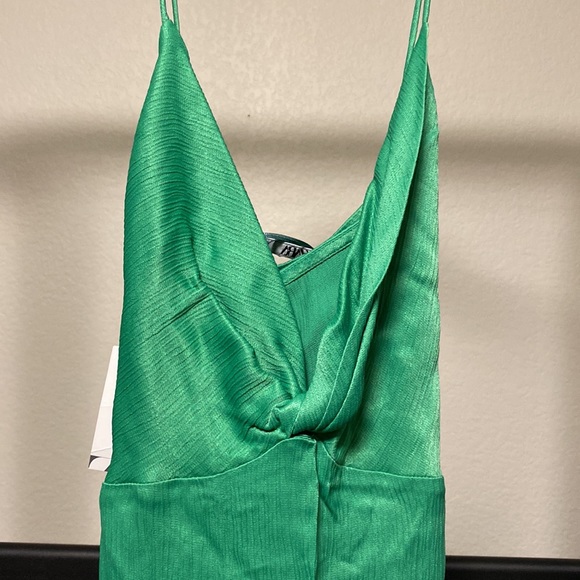 NWT Zara Green Knotted Slip Dress - Picture 14 of 15